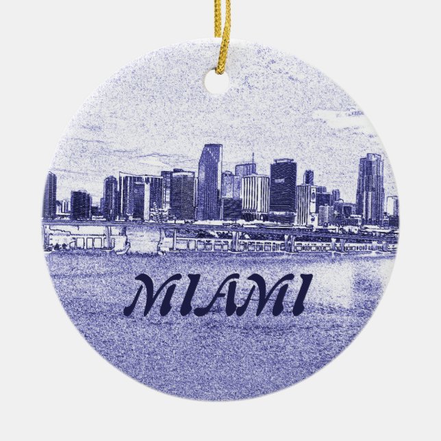 Prydnad för Miami FL skyscraperjul Julgransprydnad Keramik (Framsidan)