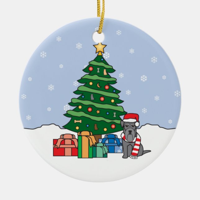 Prydnad för miniatyrSchnauzerjul Julgransprydnad Keramik (Framsidan)