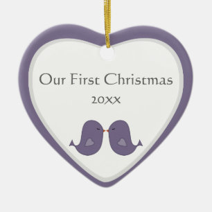 Prydnad för minnessak för fotoramLovebirds Julgransprydnad Keramik