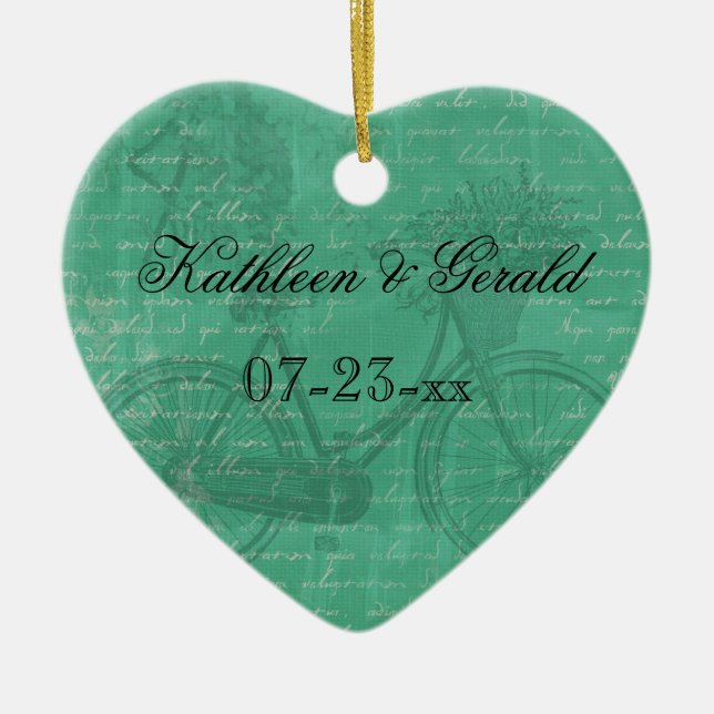 Prydnad för minnessak för hjärta för julgransprydnad keramik (Framsidan)