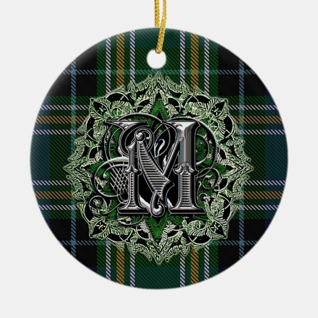 Prydnad för Monogram för MacKellar klanpläd Julgransprydnad Keramik (Framsidan)