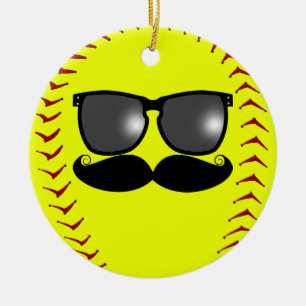Prydnad för mustaschFastpitch softball Julgransprydnad Keramik