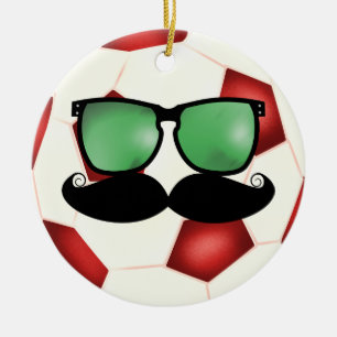 Prydnad för mustaschfotbollboll julgransprydnad keramik