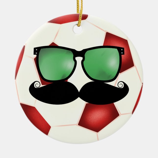 Prydnad för mustaschfotbollboll julgransprydnad keramik (Framsidan)