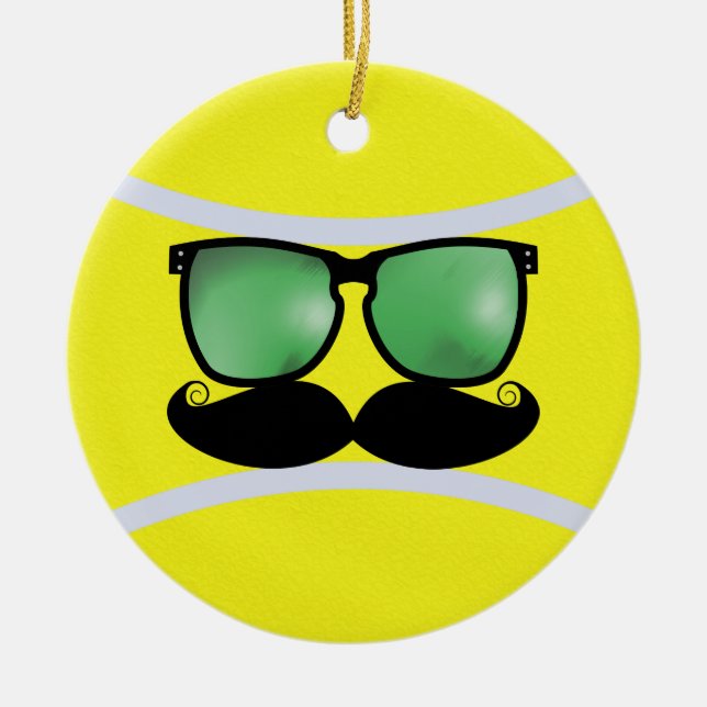 Prydnad för mustaschtennisboll julgransprydnad keramik (Framsidan)