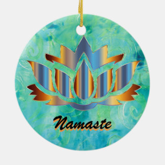 Prydnad för Namaste lotusblommablått Julgransprydnad Keramik
