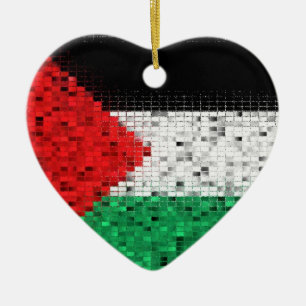 Prydnad för Palestina flaggaglitter Julgransprydnad Keramik