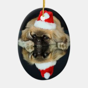 Prydnad för Pekingese fotojul Julgransprydnad Keramik
