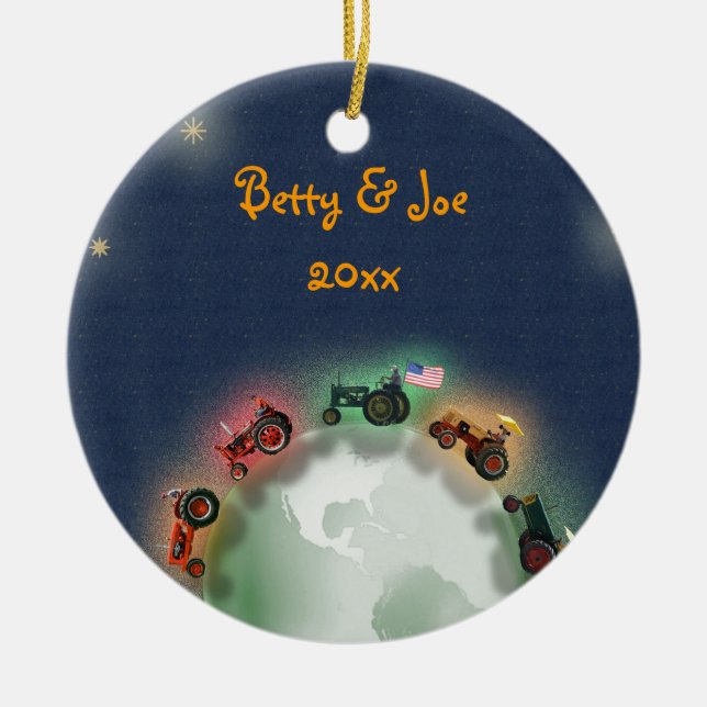 Prydnad för personligtraktorjul: Fred på Julgransprydnad Keramik (Framsidan)