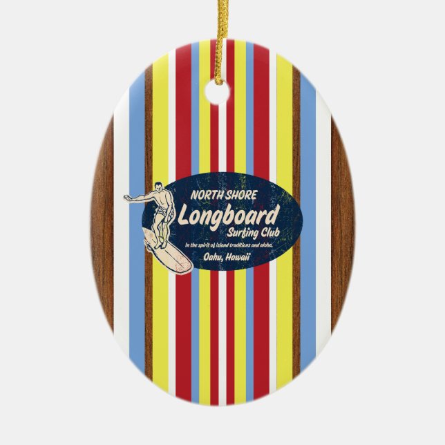 Prydnad för Pipelinevintagesurfingbräda Julgransprydnad Keramik (Framsidan)
