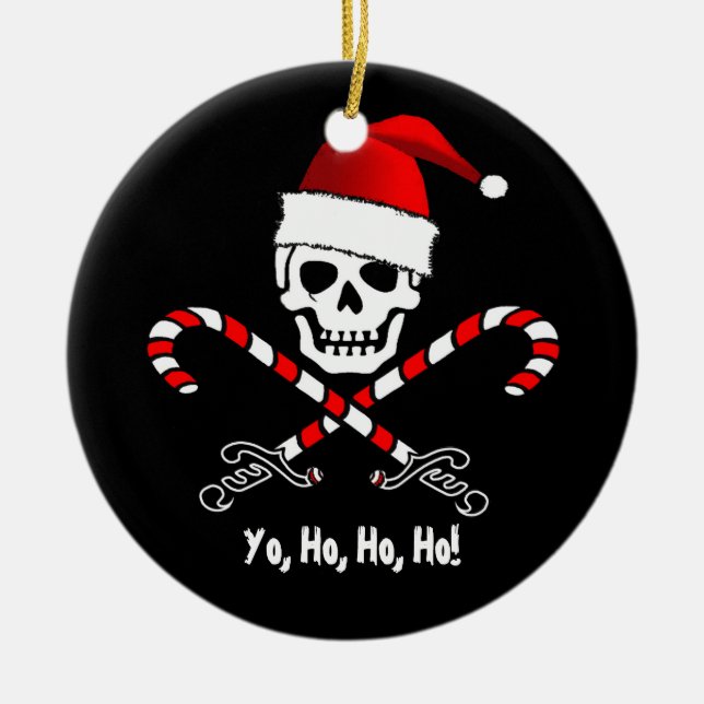 Prydnad för piratflaggaYo Ho Ho Santa jul Julgransprydnad Keramik (Framsidan)