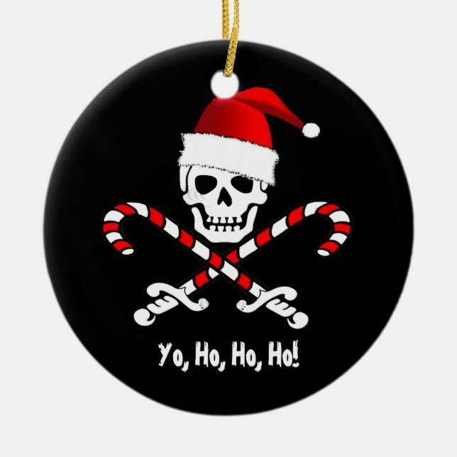 Prydnad för piratflaggaYo Ho Santa jul Julgransprydnad Keramik (Framsidan)