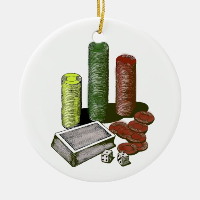 Prydnad för pokerdobbeldobbleri julgransprydnad keramik (Framsidan)
