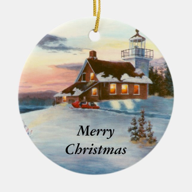 Prydnad för Polarissolnedgångjul Julgransprydnad Keramik (Framsidan)