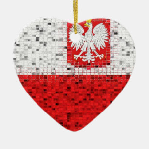 Prydnad för Polen flaggaglitter Julgransprydnad Keramik