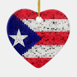 Prydnad för Puerto Rico flaggaglitter Julgransprydnad Keramik