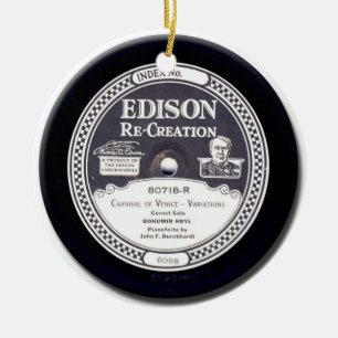 Prydnad för rekord "för EDISON Julgransprydnad Keramik