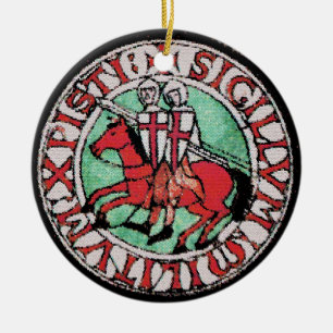 Prydnad för riddareTemplar Emblem Julgransprydnad Keramik