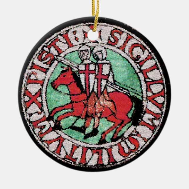 Prydnad för riddareTemplar Emblem Julgransprydnad Keramik (Framsidan)