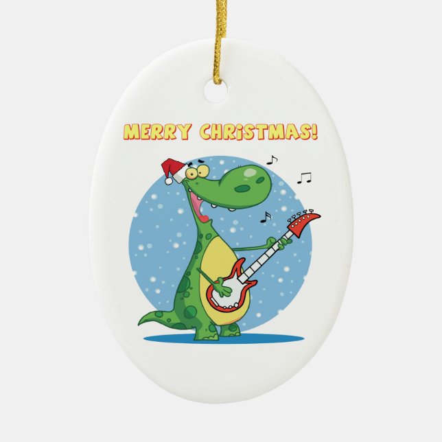 Prydnad för Rockin dinosaurgod jul Julgransprydnad Keramik (Framsidan)