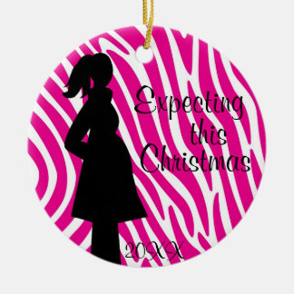 Prydnad för rosa- och vitsebragravid julgransprydnad keramik