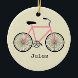 Prydnad för rosacykelpersonlig julgransprydnad keramik<br><div class="desc">En prydnad som presenterar en illustration av en melonrosa,  cyklar.  Personifiera med ditt namn under cykeln.  Sök efter att matcha objekt på Jill'sPaperie.</div>