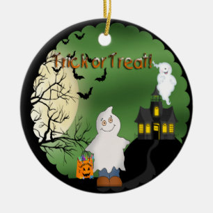 Prydnad för runda för Halloween pojkespöke Julgransprydnad Keramik