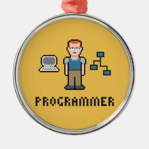 Prydnad för runda för PIXELprogrammerare högvä Julgransprydnad Metall