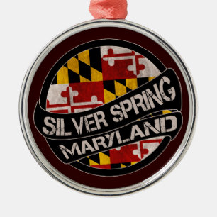 Prydnad för runda för Silver Spring Maryland Julgransprydnad Metall