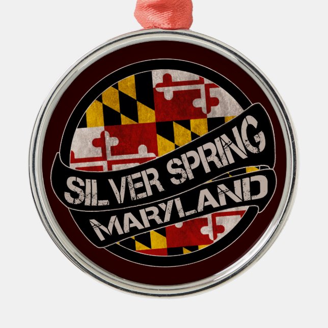 Prydnad för runda för Silver Spring Maryland Julgransprydnad Metall (Framsidan)