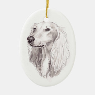 Prydnad för Saluki hundkonst Julgransprydnad Keramik