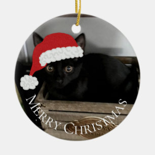 Prydnad för Santa kattungejul Julgransprydnad Keramik