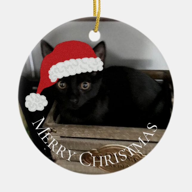 Prydnad för Santa kattungejul Julgransprydnad Keramik (Framsidan)