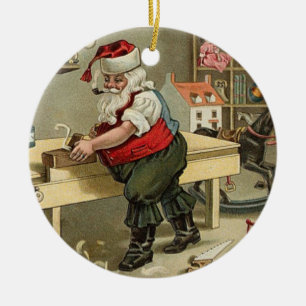 prydnad för santa vintagejul julgransprydnad keramik