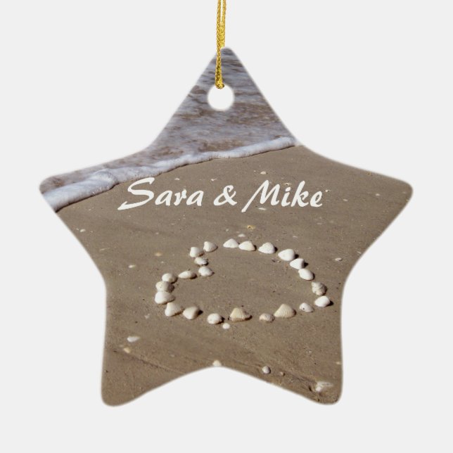 Prydnad för snäckahjärtastrand julgransprydnad keramik (Framsidan)