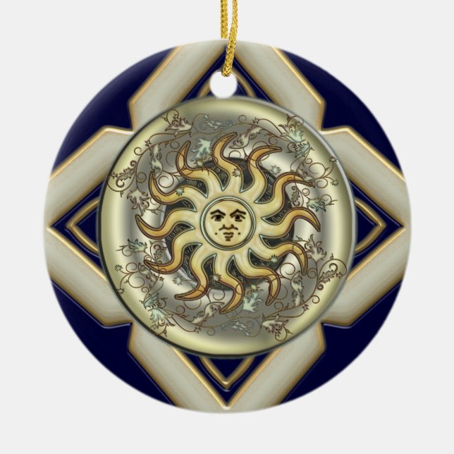 Prydnad för solpersonligrunda julgransprydnad keramik (Framsidan)