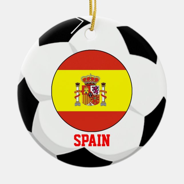 Prydnad för Spanien fotbollfläkt mästare för 2010 Julgransprydnad Keramik (Framsidan)