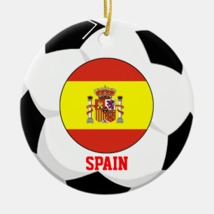 Prydnad för Spanien fotbollfläkt mästare för 2 Julgransprydnad Keramik