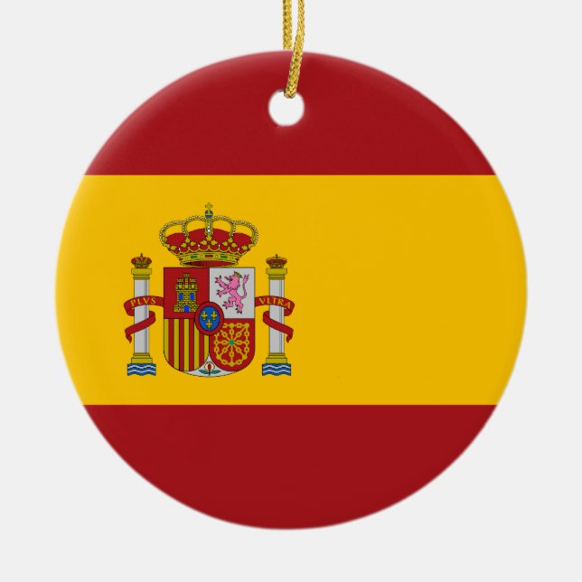 Prydnad för Spanien medborgareflagga Julgransprydnad Keramik (Framsidan)