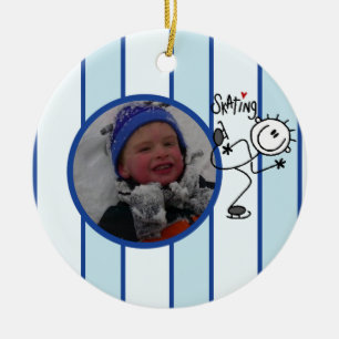 Prydnad för stick figurskridskoåkningfoto julgransprydnad keramik