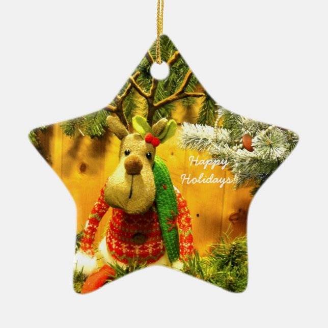 Prydnad för stjärna "för Chump" glad helg keramisk Julgransprydnad Keramik (Framsidan)
