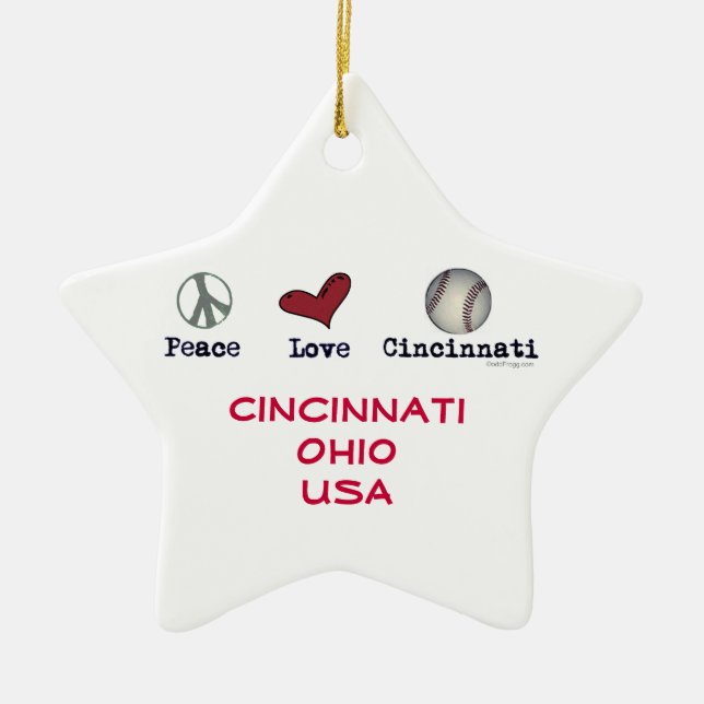 Prydnad för stjärna för fredkärlekCincinnati USA Julgransprydnad Keramik (Framsidan)