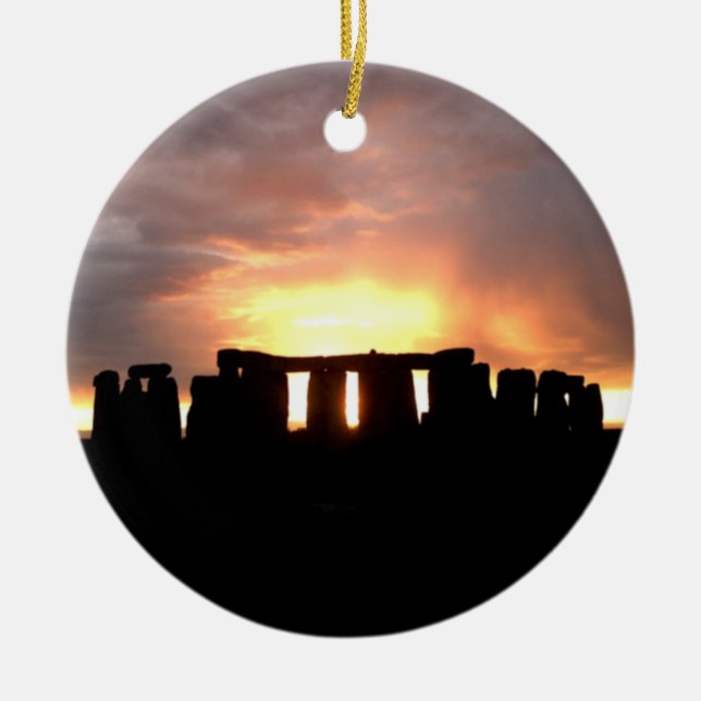 Prydnad för Stonehenge vinterSolstice Julgransprydnad Keramik (Framsidan)