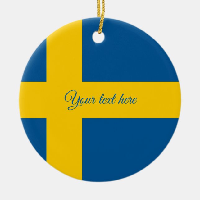 Prydnad för svenskflaggajulgran för sverige julgransprydnad keramik (Framsidan)