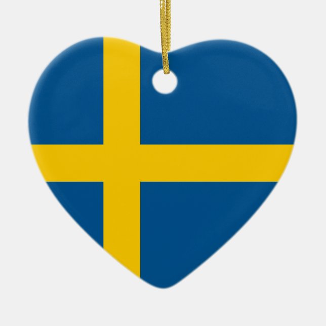 Prydnad för sverigeflaggahjärta julgransprydnad keramik (Framsidan)