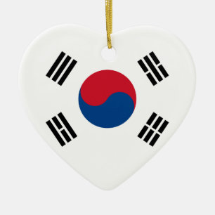 Prydnad för Sydkorea flaggahjärta Julgransprydnad Keramik