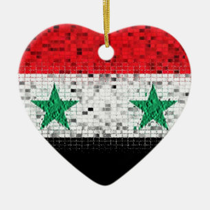 Prydnad för Syrien flaggaglitter Julgransprydnad Keramik