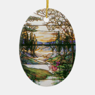 Prydnad för Tiffany målat glassnatur Julgransprydnad Keramik