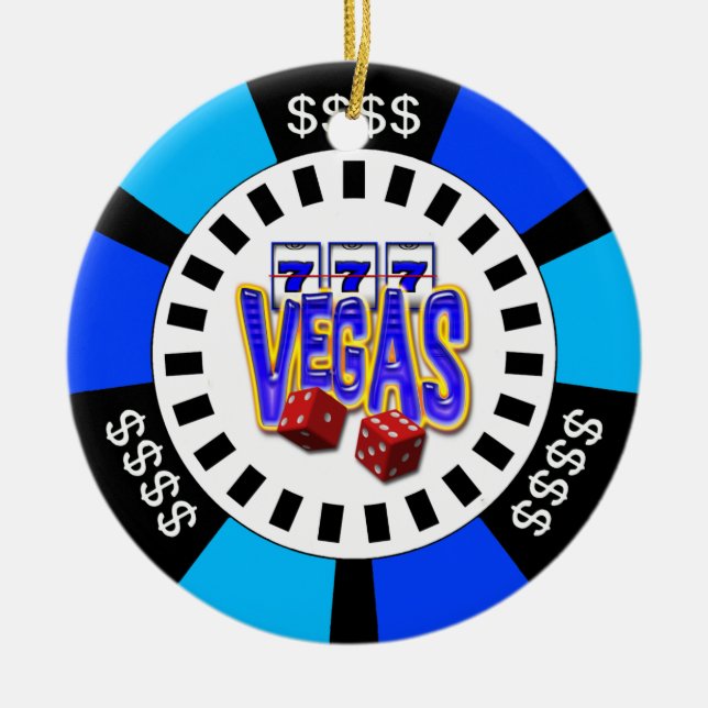 PRYDNAD FÖR VEGAS POKERCHIP JULGRANSPRYDNAD KERAMIK (Framsidan)