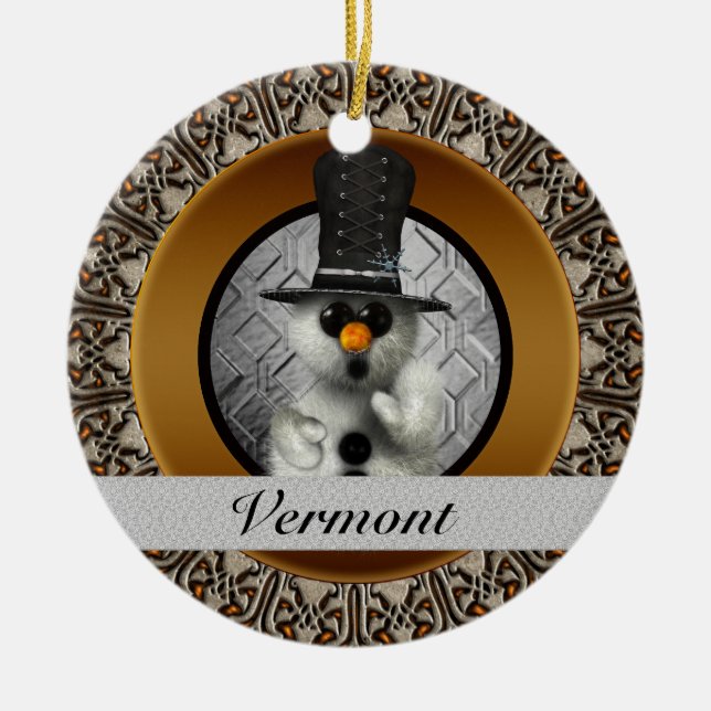 Prydnad för Vermont snögubbejul Julgransprydnad Keramik (Framsidan)